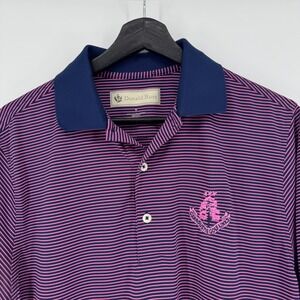 Donald‎ Ross  Carnoustie Golf Links Mens Golf Polo Shirt Pink Navy Stripe Small